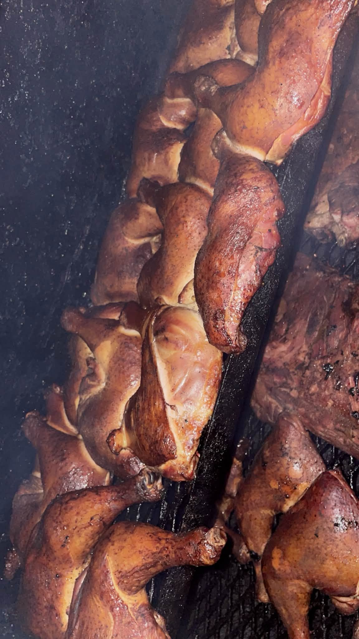 Smoked meat and bones close-up